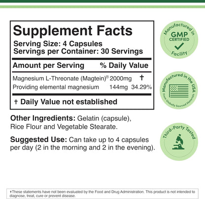 Magnesium L-Threonate (Magtein) Supplement